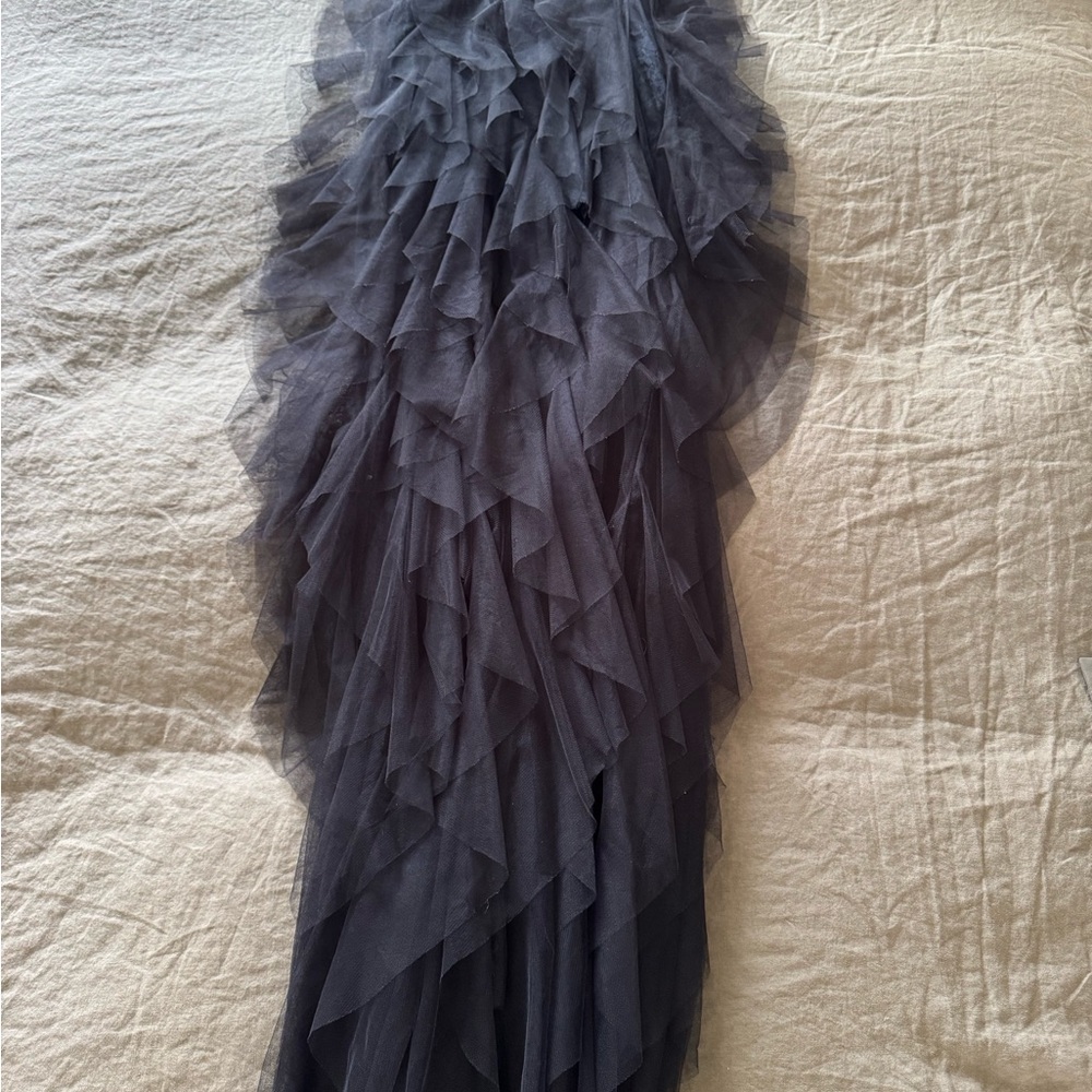 For Love & Lemons Charcoal Tulle Tiered Maxi Skirt